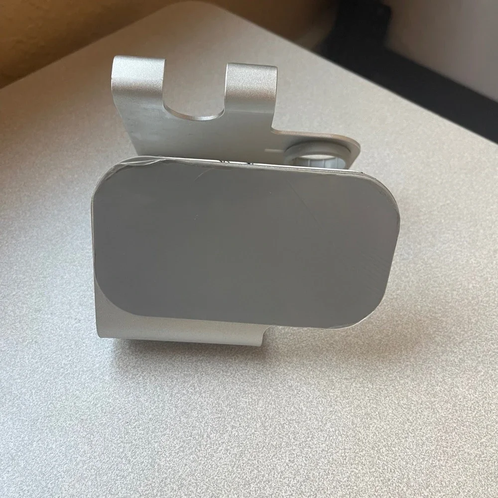 Silver Aluminum 2-in-1 Phone and Smartwatch Charging Stand Faux Marble Base Dock